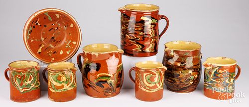 FRENCH JASPE REDWAREEight pieces of