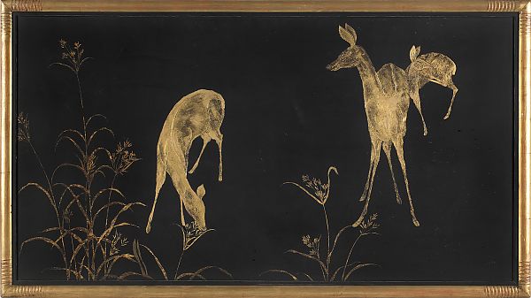 French lacquer and gilt panel