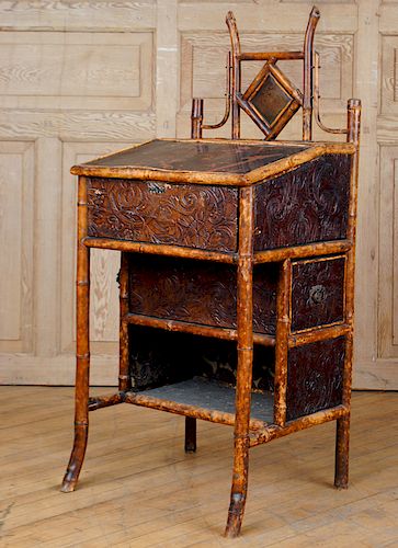 FRENCH LACQUERED BAMBOO LIFT LID