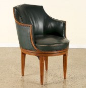 FRENCH LEATHER SWIVEL BERGERE