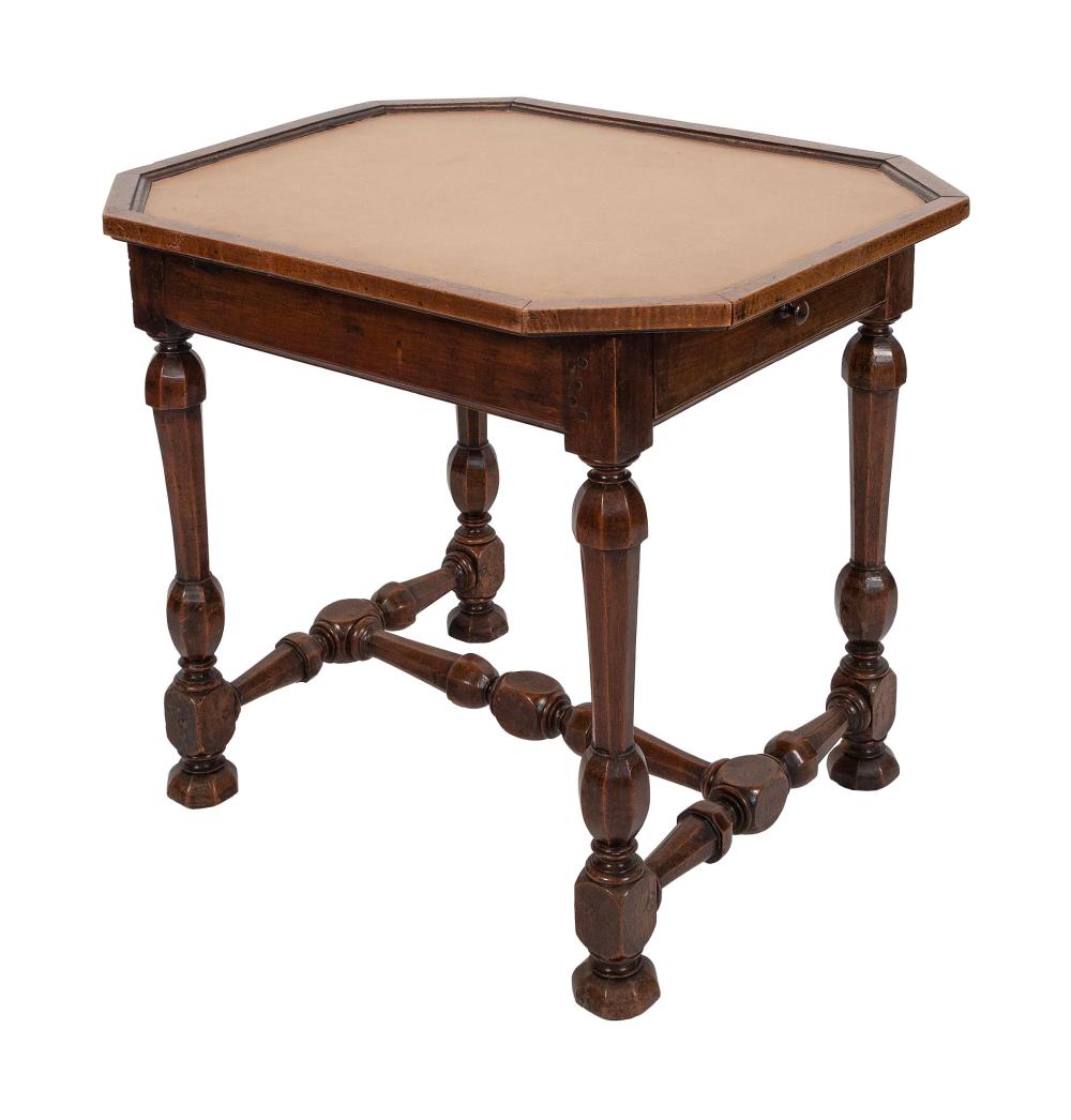 FRENCH LEATHER-TOP SIDE TABLE