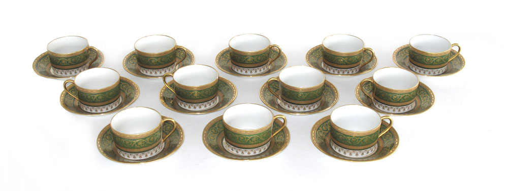 FRENCH LIMOGES CUPS & SAUCERS: