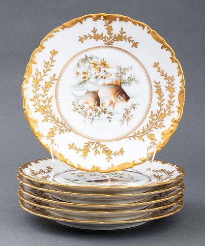 FRENCH LIMOGES PARCEL GILT FISH