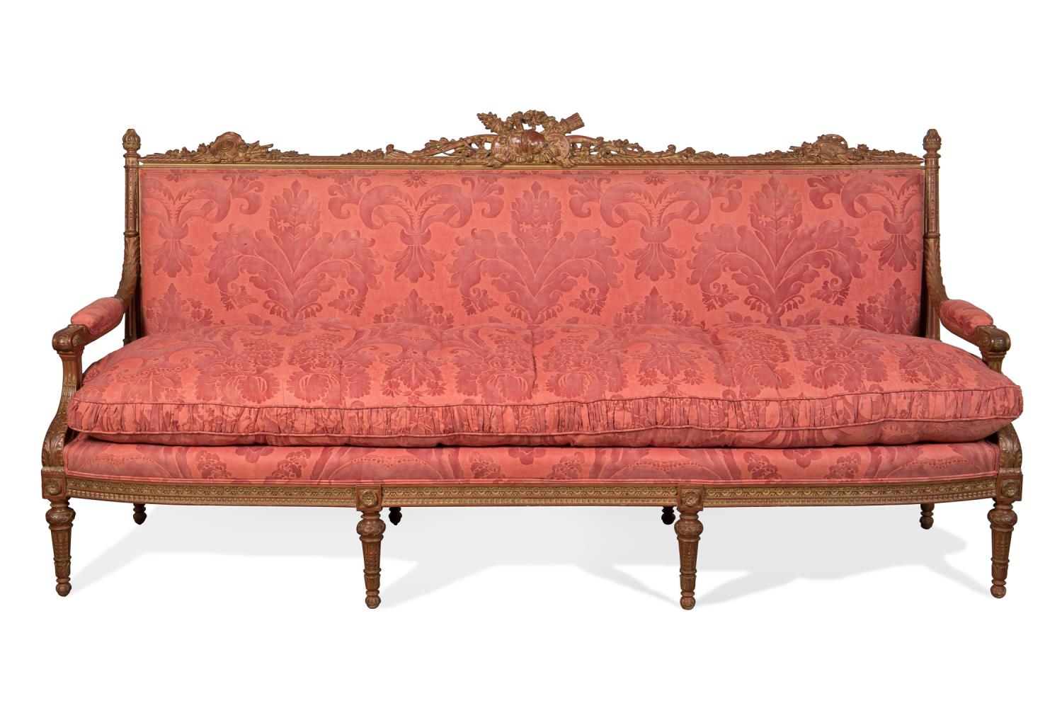 FRENCH LOUIS XVI STYLE RED DAMASK