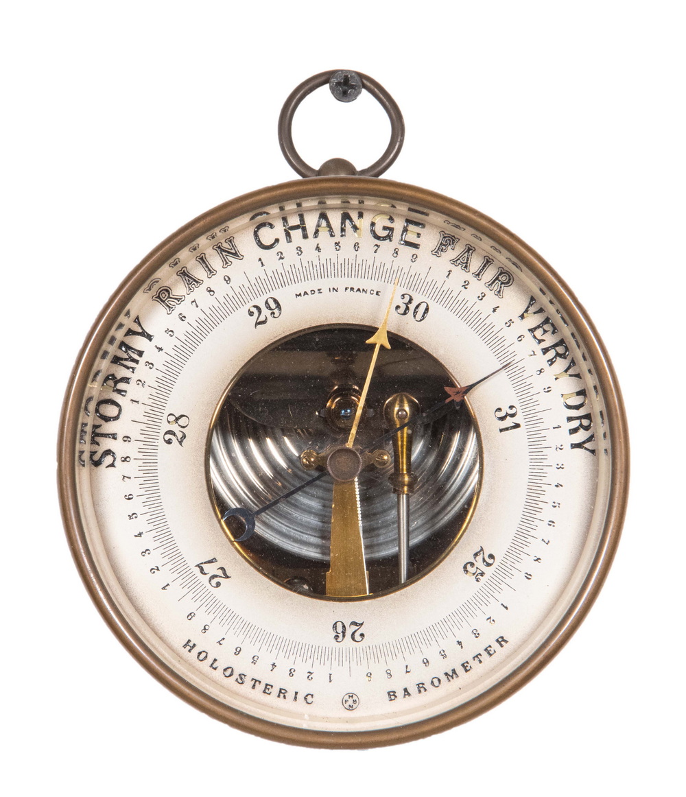 FRENCH MADE BRASS CASED ANEROID
