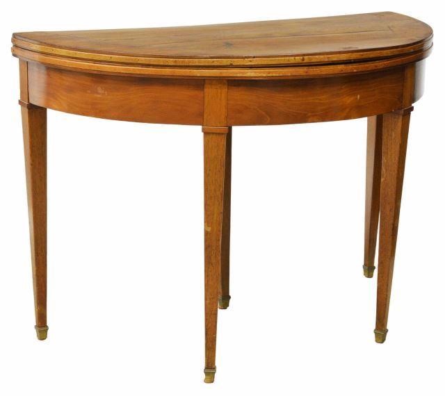 FRENCH MAHOGANY DEMILUNE FLIP-TOP