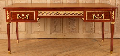 FRENCH MAHOGANY LEATHER TOP