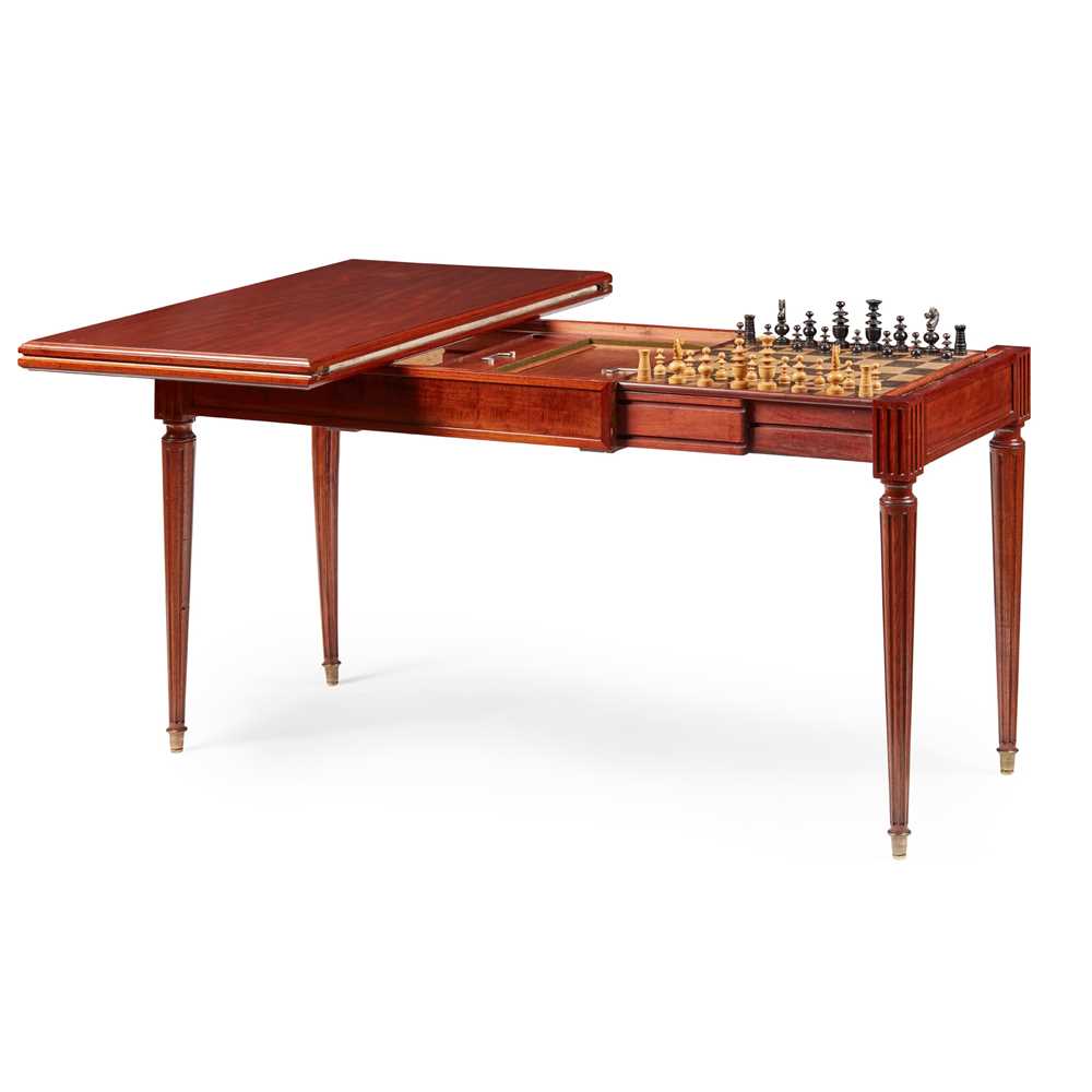 FRENCH MAHOGANY TRIC TRAC TABLE