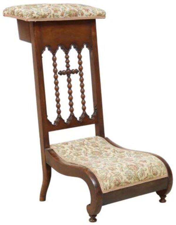 FRENCH MAHOGANY TURNED PRIE-DIEU