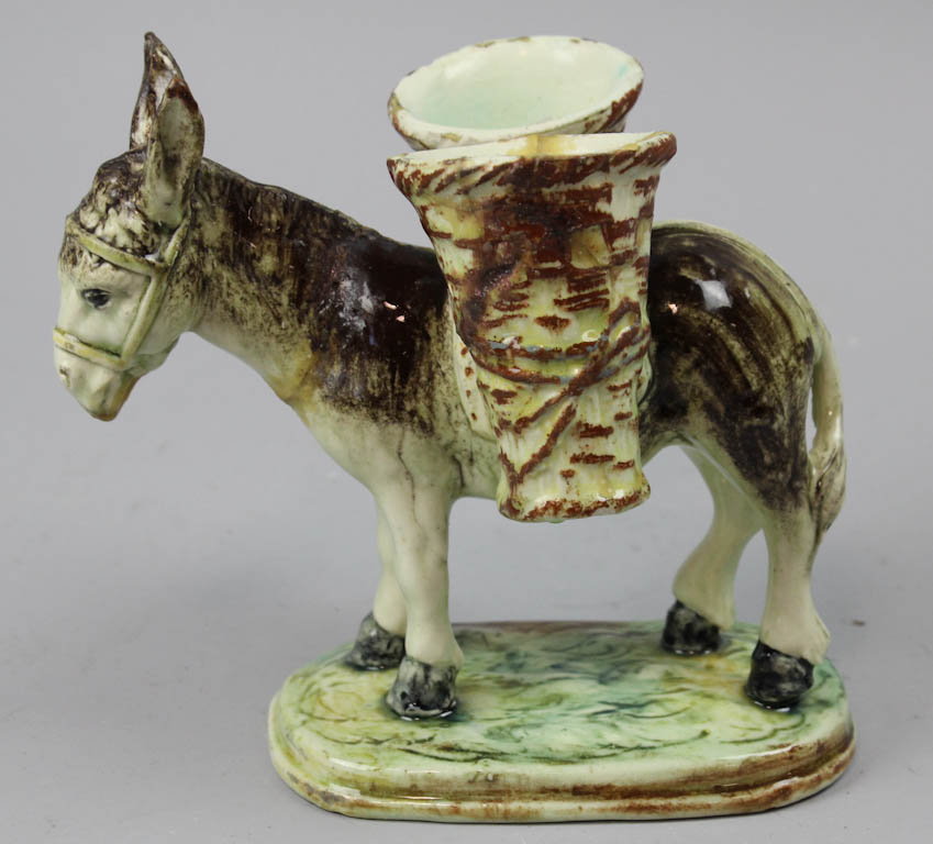FRENCH MAJOLICA BURRO VASE black