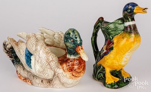 FRENCH MAJOLICA FIGURAL DUCK