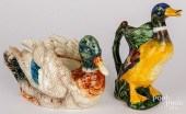 FRENCH MAJOLICA FIGURAL DUCK P
