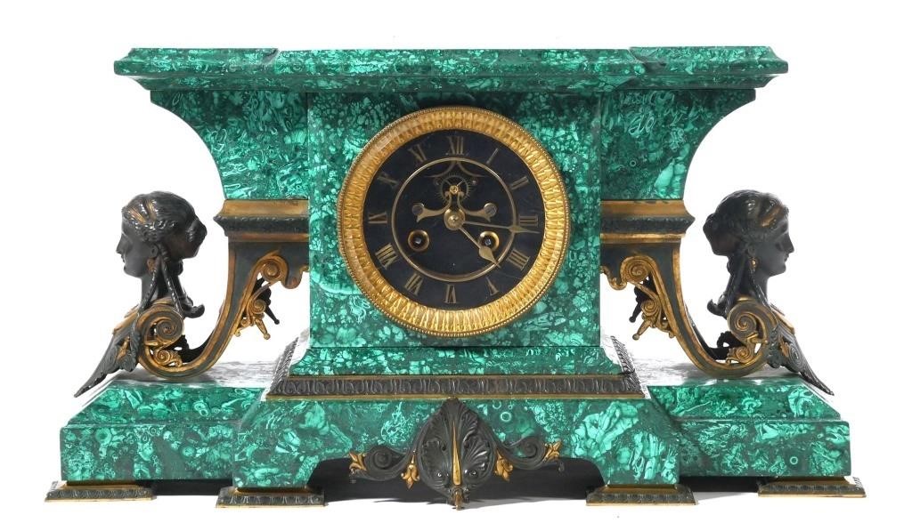 FRENCH MALACHITE EMPIRE MANTLE