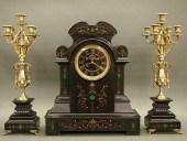 FRENCH MANTEL CLOCK AND CANDEL