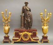 FRENCH MANTEL CLOCK AND CANDEL