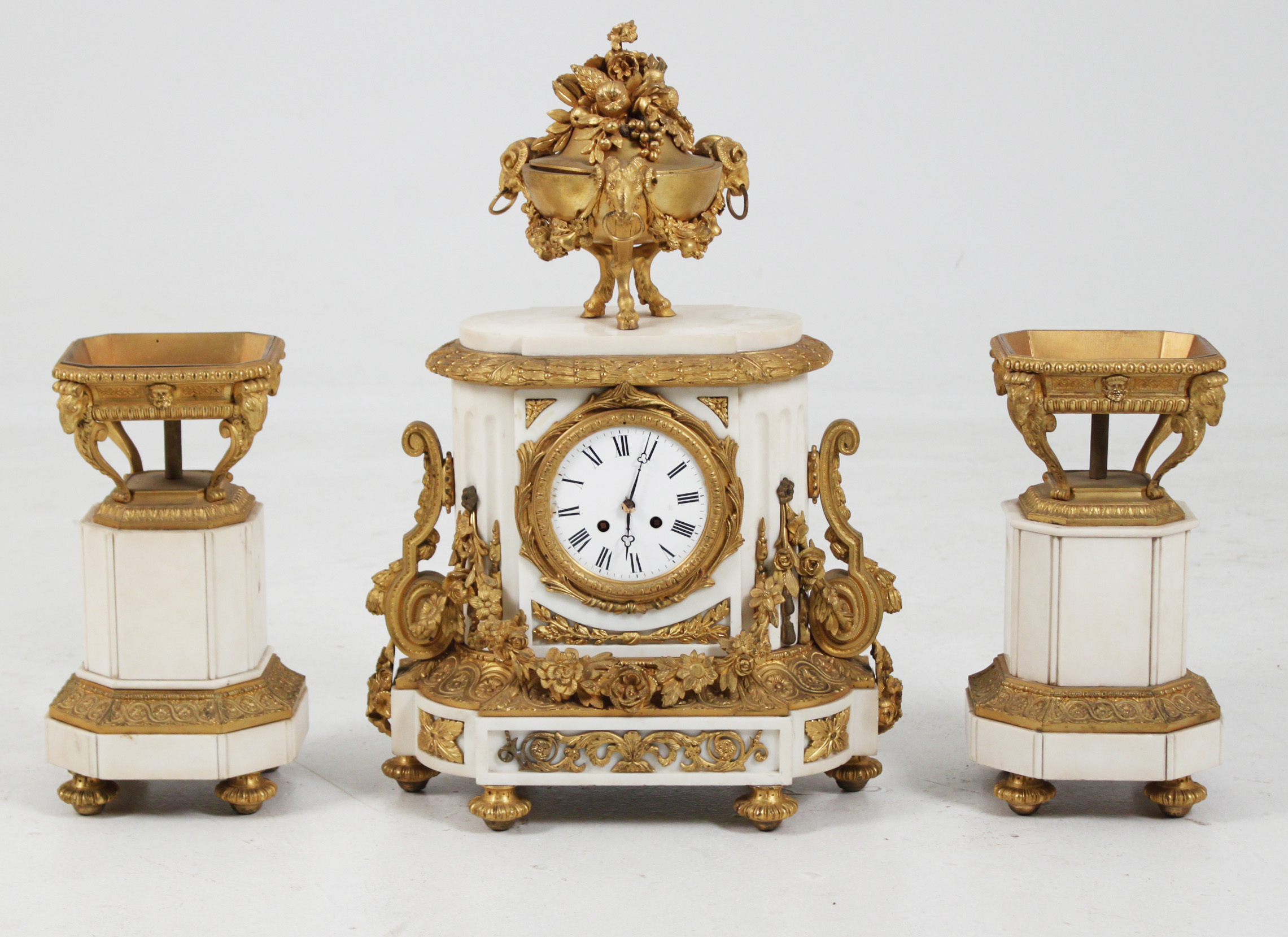 FRENCH MARBLE AND DORE BRONZE 3 PC.