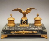 FRENCH MARBLE INKSTANDA circa