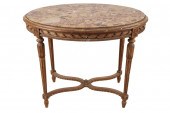 FRENCH MARBLE-INSET SALON TABL