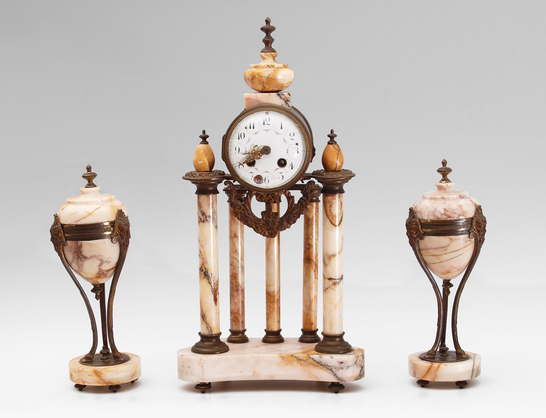FRENCH MARBLE PORTICO CLOCK