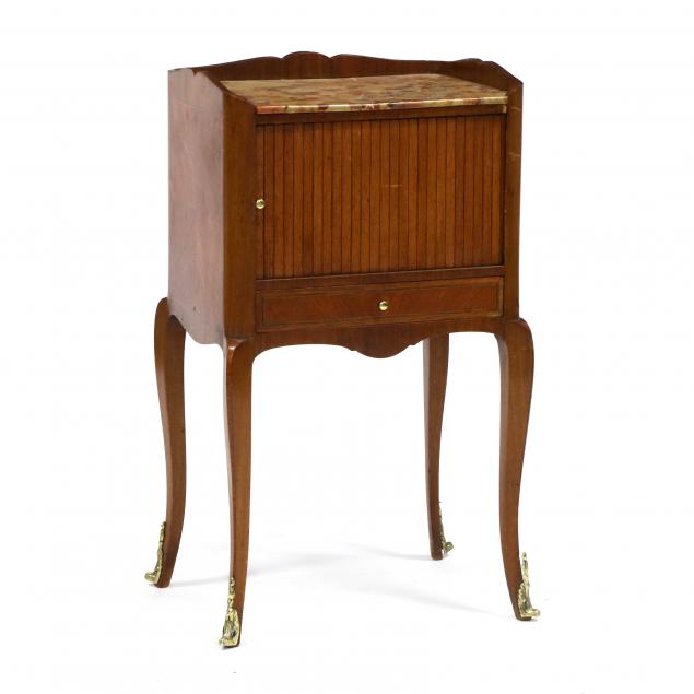 FRENCH MARBLE TOP AND TAMBOUR