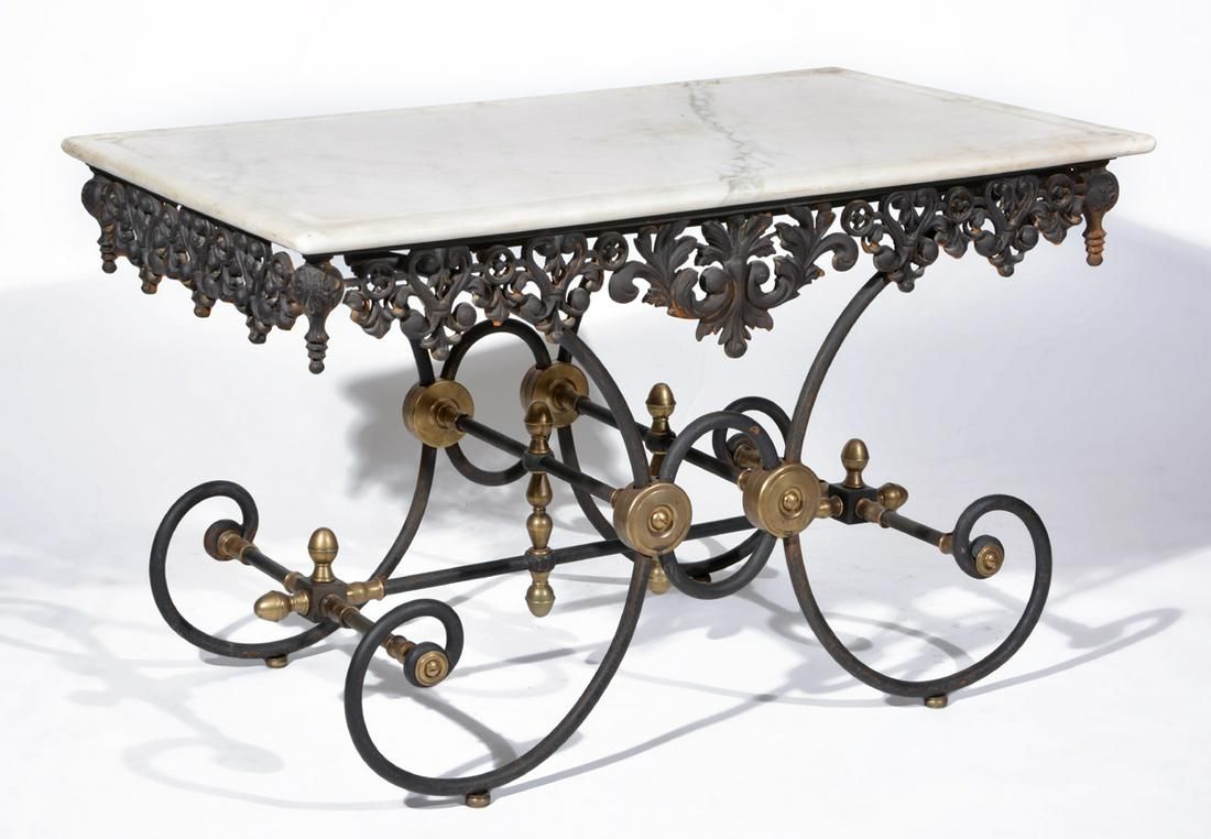 FRENCH MARBLE TOP BAKER'S TABLE