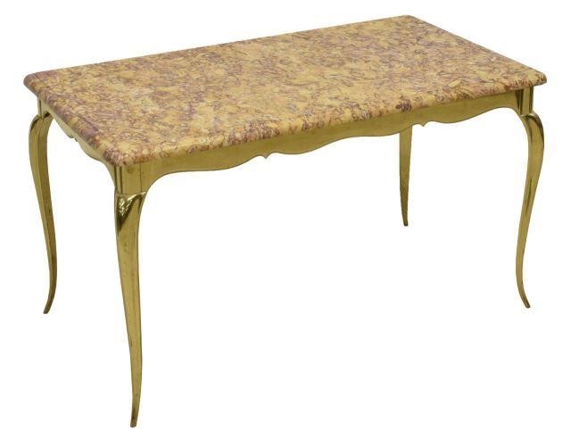 FRENCH MARBLE-TOP BRASS COFFEE