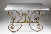 FRENCH MARBLE TOP BRONZE AND S