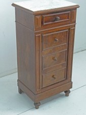 FRENCH MARBLE TOP BURL WALNUT