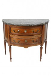 FRENCH MARBLE-TOP DEMILUNE COM