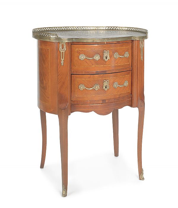 French marble top end table 31"