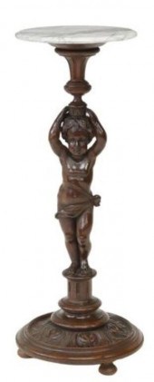 FRENCH MARBLE-TOP FIGURAL CARV