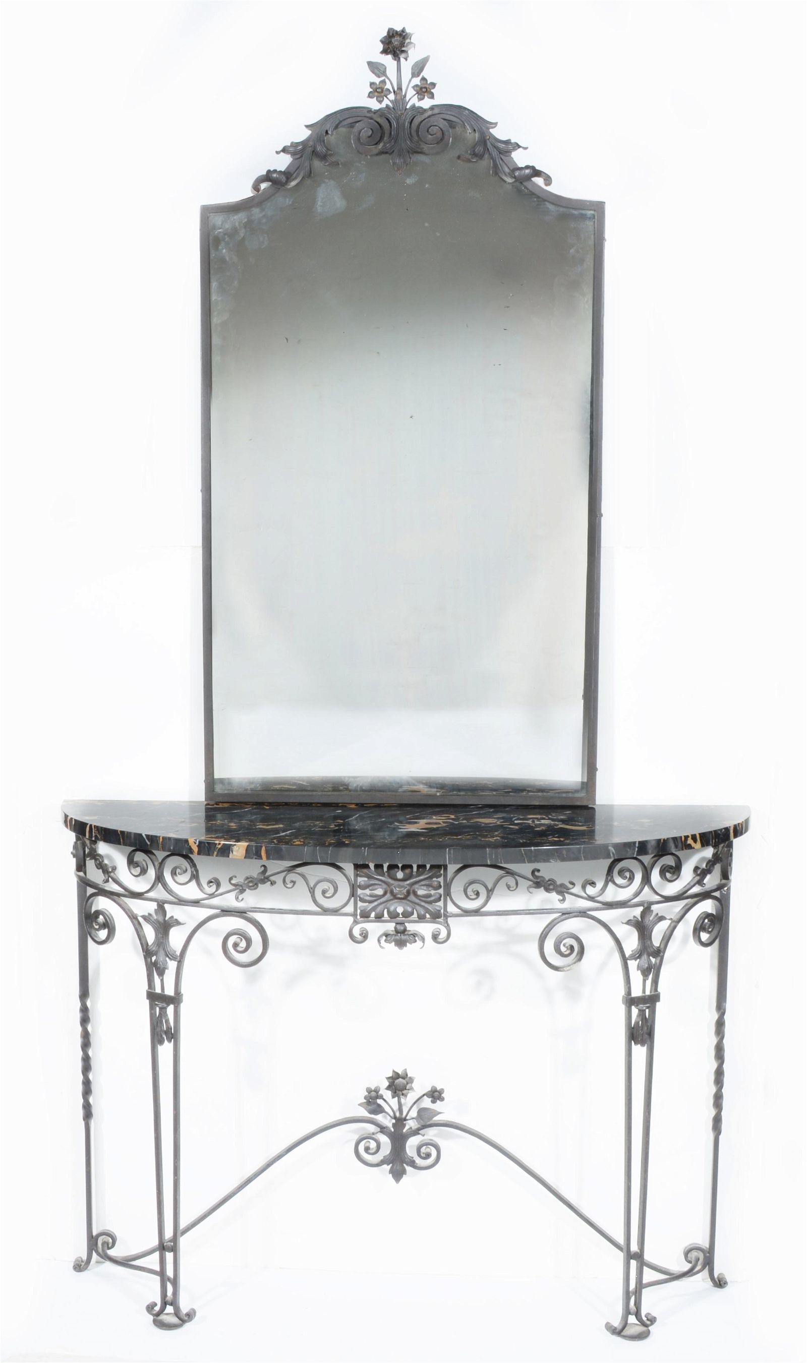 FRENCH MARBLE TOP & IRON CONSOLE