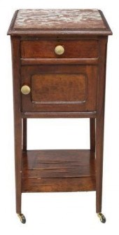 FRENCH MARBLE-TOP MAHOGANY BED