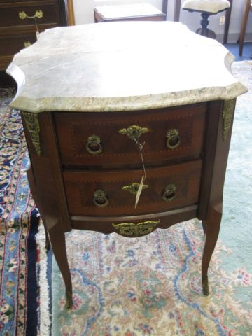 French Marble Top Nightstand bronze