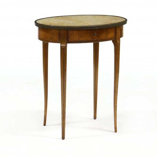 FRENCH MARBLE TOP ONE DRAWER STAND,