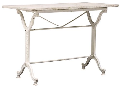 FRENCH MARBLE-TOP PAINTED CAST IRON