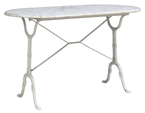 FRENCH MARBLE-TOP PAINTED CAST IRON