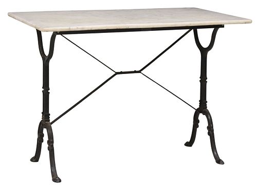 FRENCH MARBLE-TOP PAINTED CAST IRON