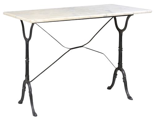 FRENCH MARBLE-TOP PAINTED CAST IRON