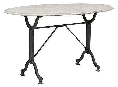 FRENCH MARBLE-TOP PAINTED CAST IRON