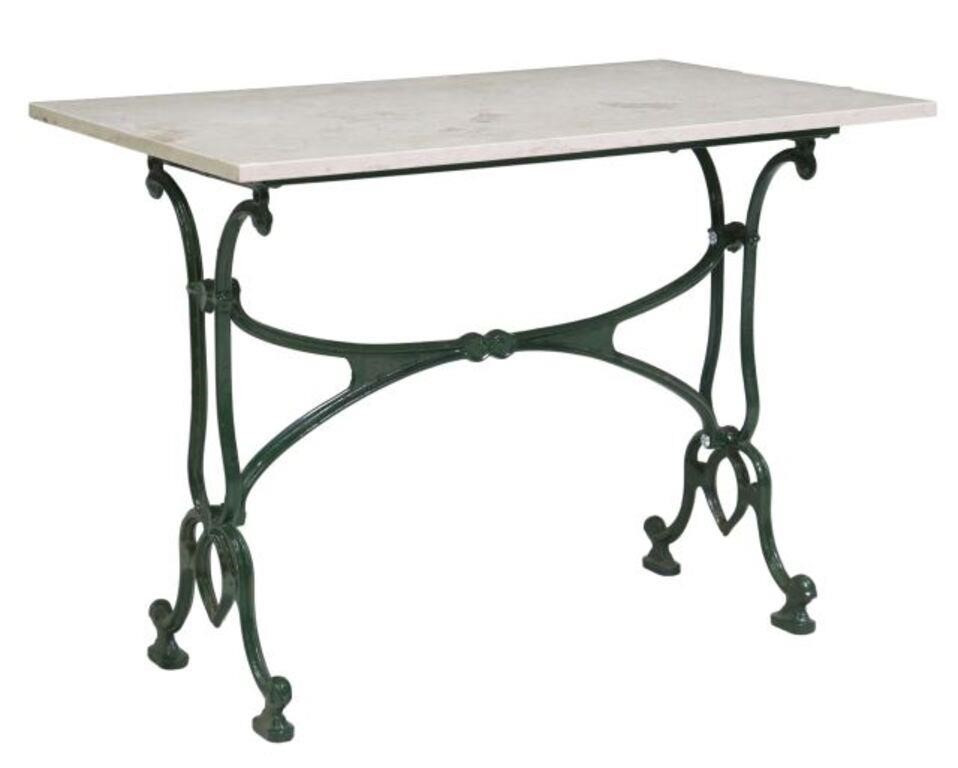 FRENCH MARBLE-TOP PAINTED CAST IRON