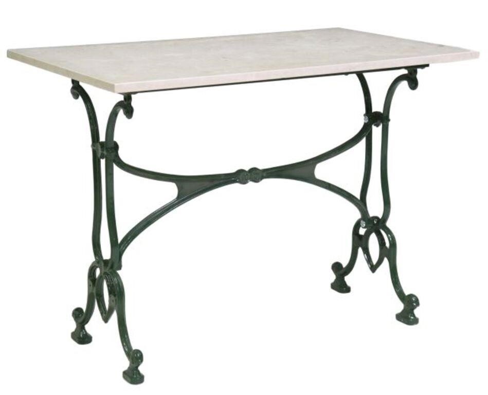 FRENCH MARBLE-TOP PAINTED CAST IRON