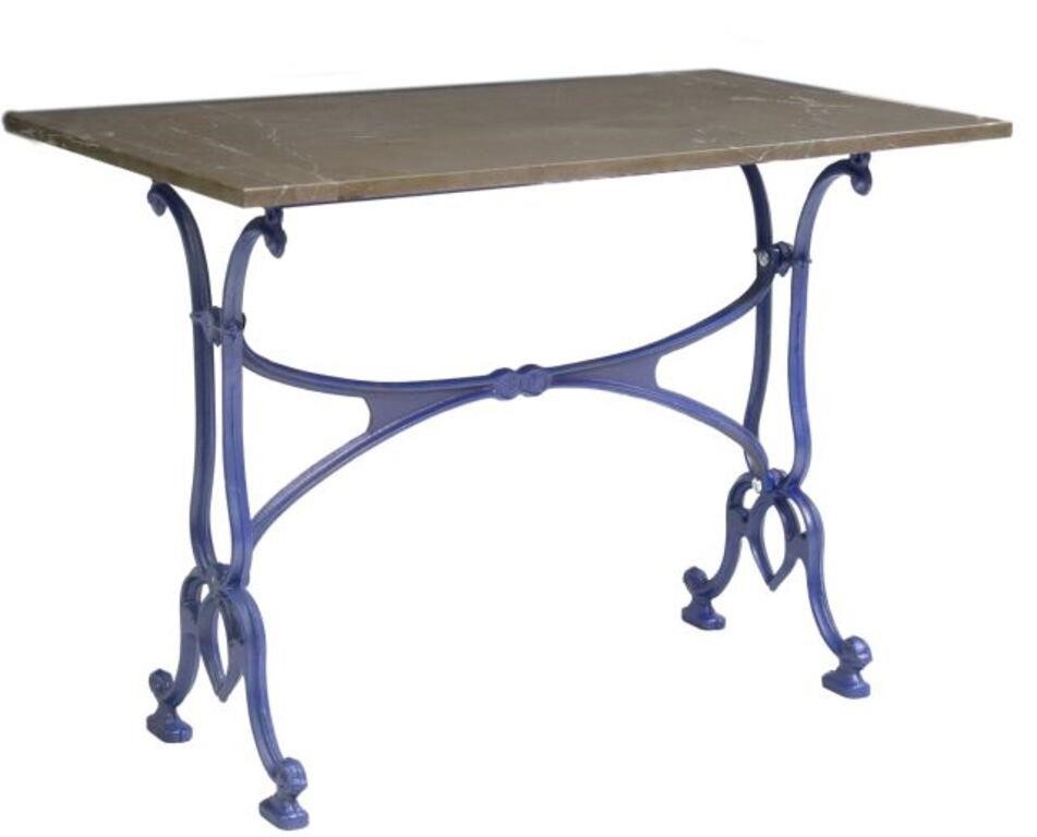 FRENCH MARBLE-TOP PAINTED CAST IRON