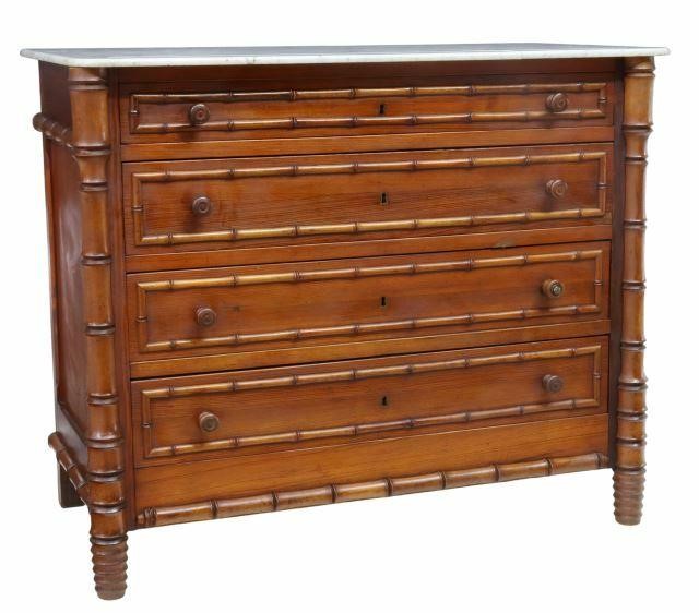 FRENCH MARBLE-TOP PINE & FAUX