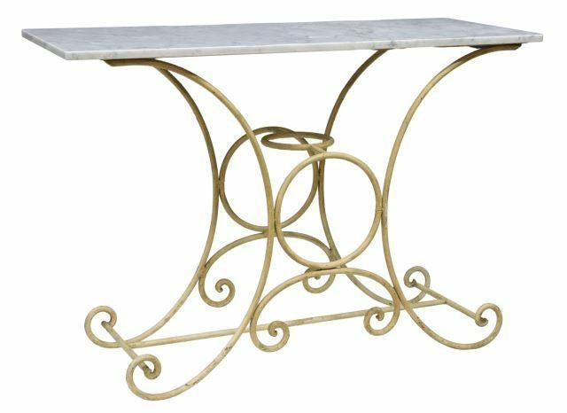 FRENCH MARBLE-TOP SCROLLED IRON