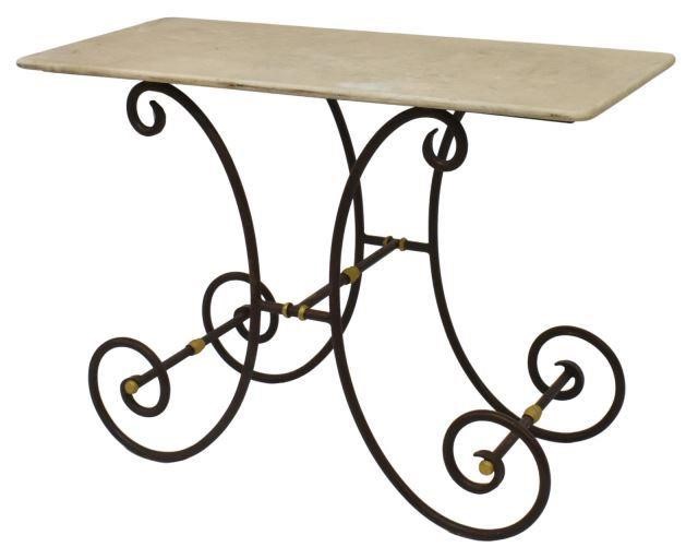 FRENCH MARBLE-TOP SCROLLED IRON