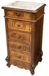 FRENCH MARBLE-TOP WALNUT BEDSI