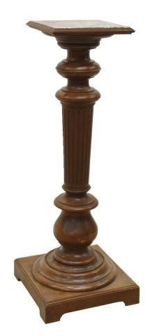 FRENCH MARBLE-TOP WALNUT PEDESTAL