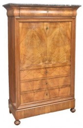 FRENCH MARBLE-TOP WALNUT SECRE
