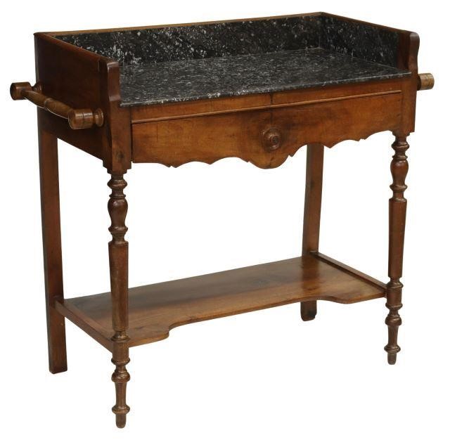 FRENCH MARBLE-TOP WALNUT WASHSTAND,